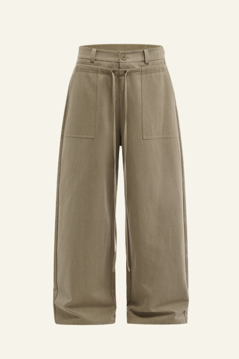 Women's Streetwear Lyocell Double-Waisted Wide Leg Pants