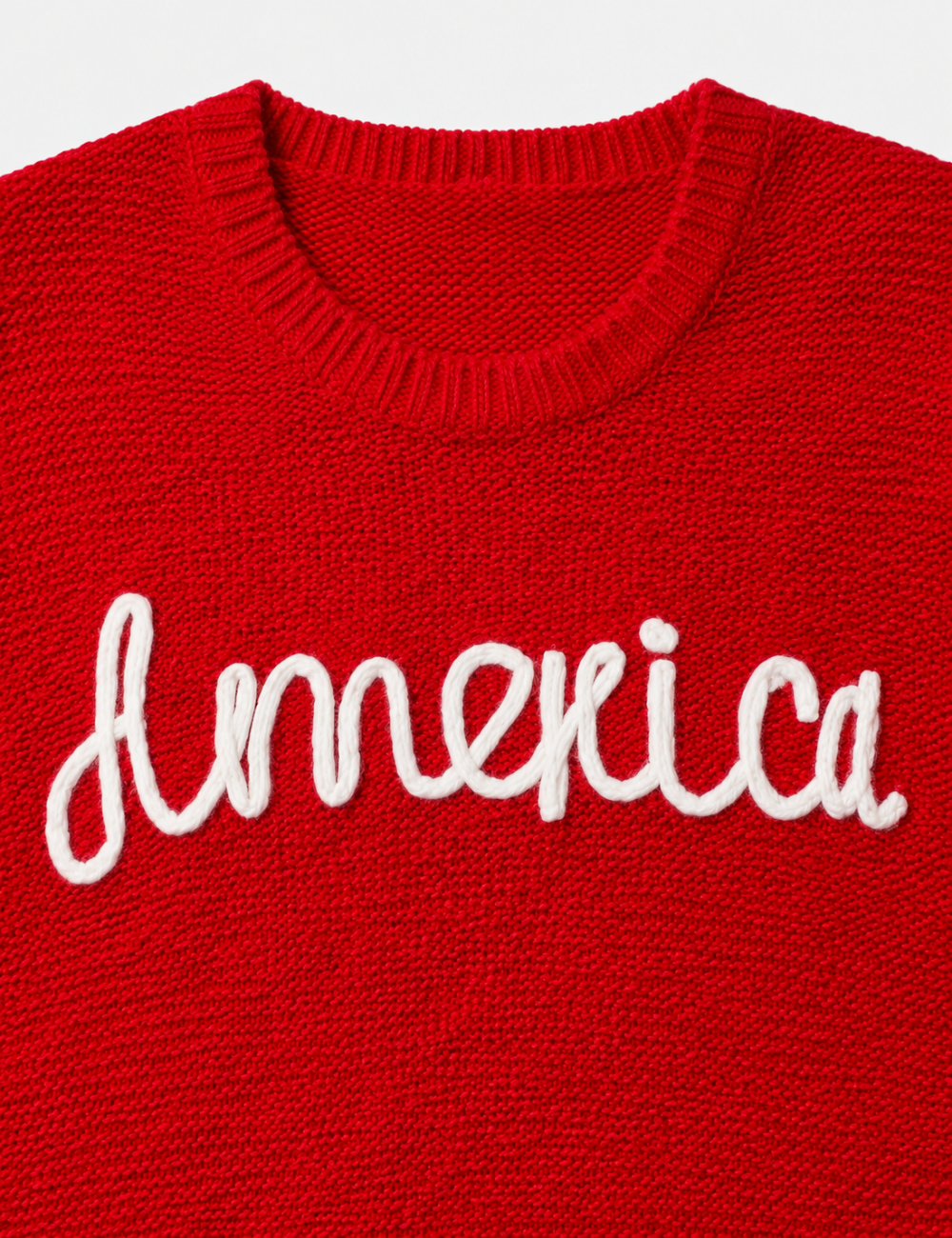 Ladies America Embroideries Low Round Neck Sweater