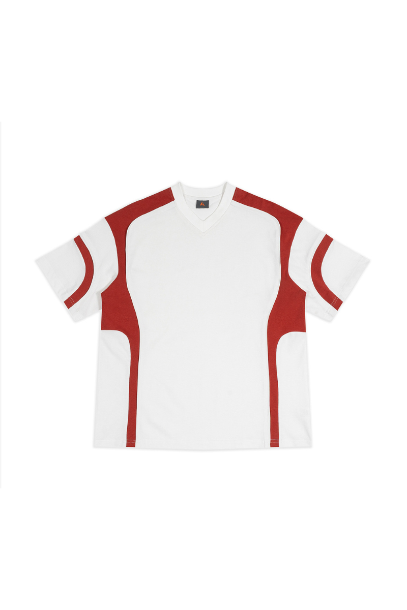 Unisex Summer Oversized Color Block V-Neck Street T-Shirt
