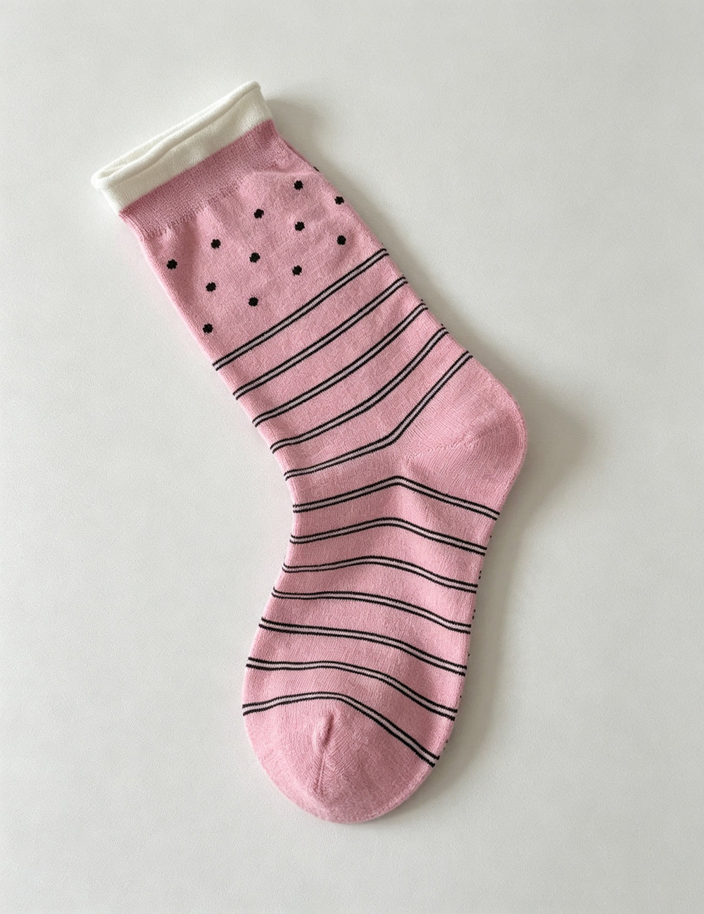 Ladies Striped Polka Dot Mid Calf Socks