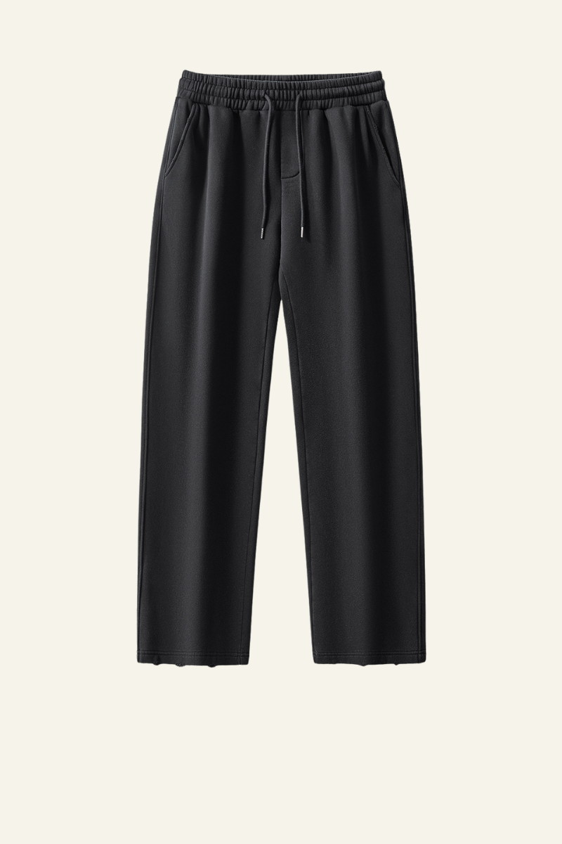 Men's Heavyweight Washed Fleece-lined  Straight-leg Pants.