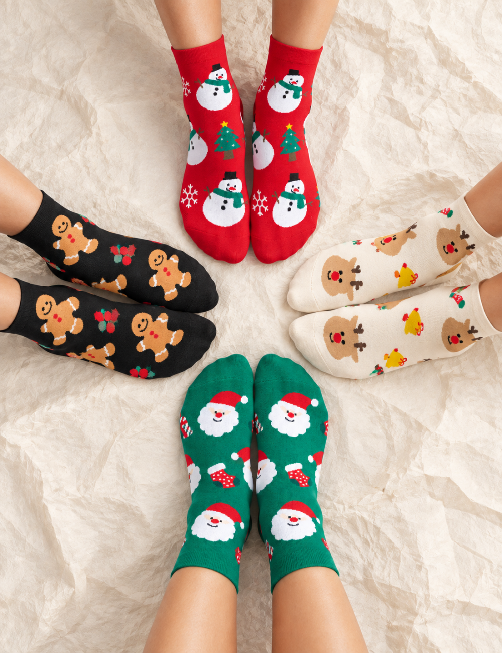 Ladies Reindeer Santa Claus Christmas Festive Crew Socks