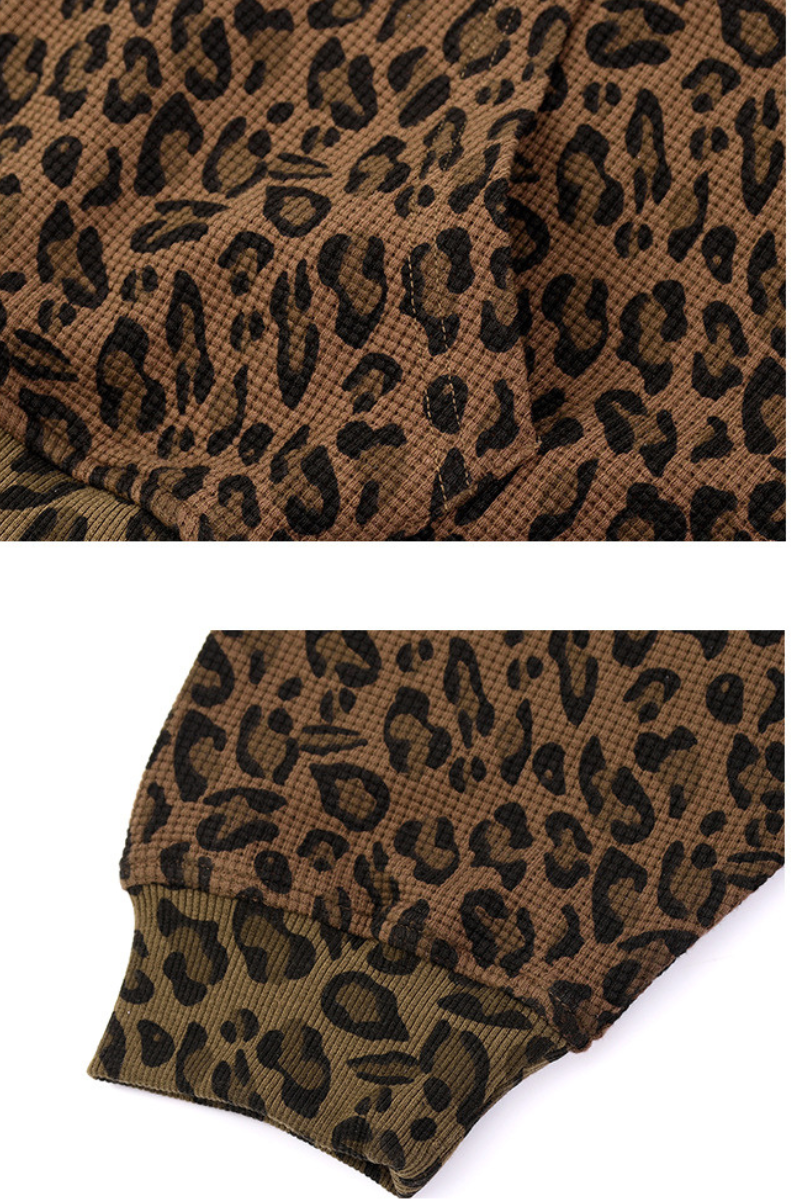 Men's Fall Clothing Leopard-Print Zip-Up Hoodie Jacket