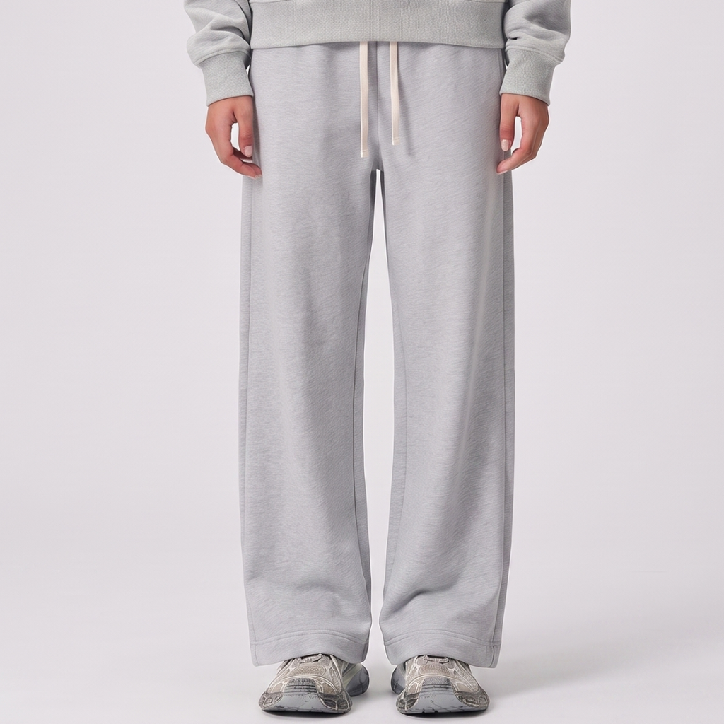 Unisex Spring Cotton Wide-Leg Drawstring Pocket Sweatpants