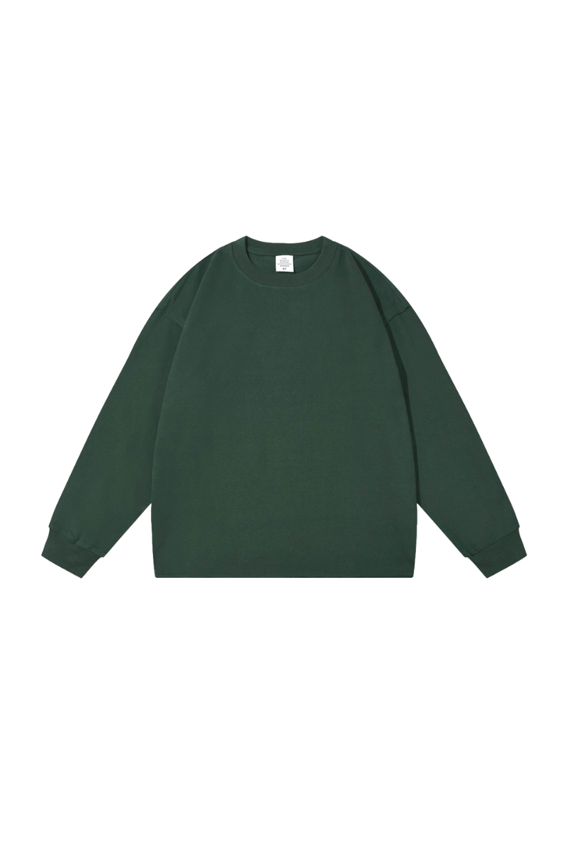 Men‘s Vintage Raw Hem Loose Drop Shoulder Long Sleeve Tee