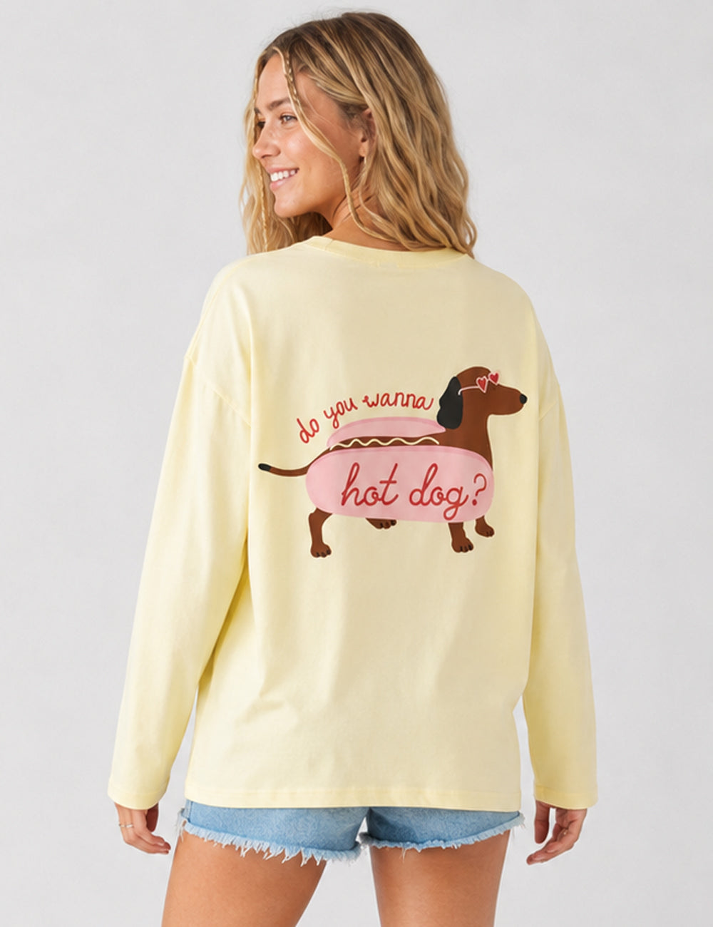 Ladies Casual Dog Graphic Long Sleeves T-Shirt