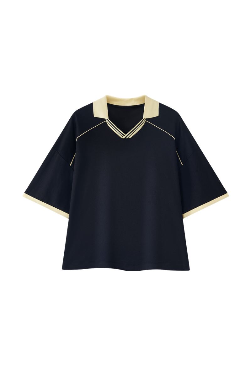 Unisex Summer Colorblock Cooling Quick Dry Boxy Polo
