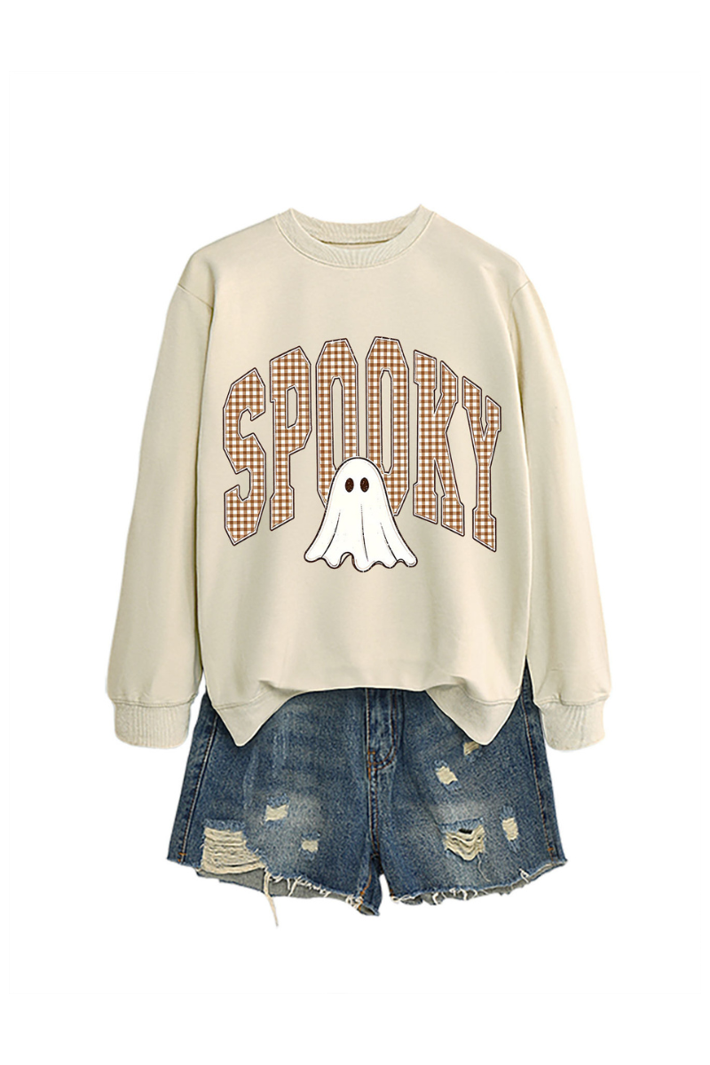 Unisex Fall Clothing Halloween Plaid Ghost Sweatshirt