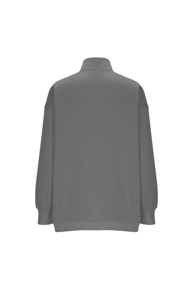 Women Fall Clothing Half Zip Snap Button Sweatshirt