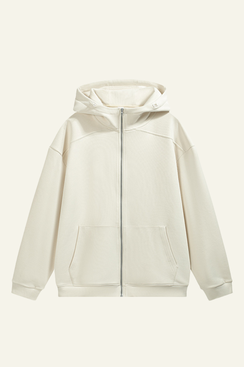 Men's Streetwear Front Pocket Full-zipper Hooded Jacket