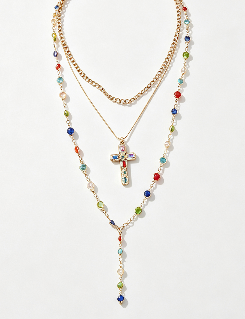 Ladies Multi-layer Cross Rhinestone Necklace