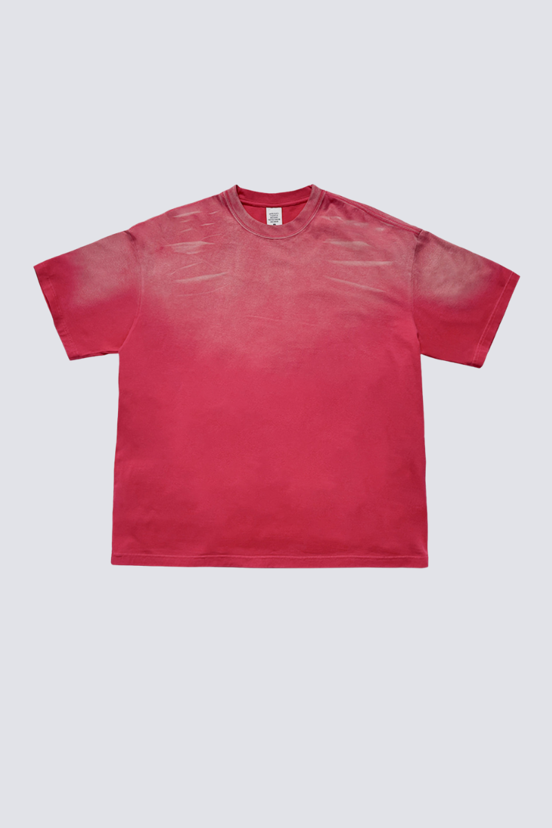 Men's Summer 250g Tiger Spray Fade Washed Oversized Tee