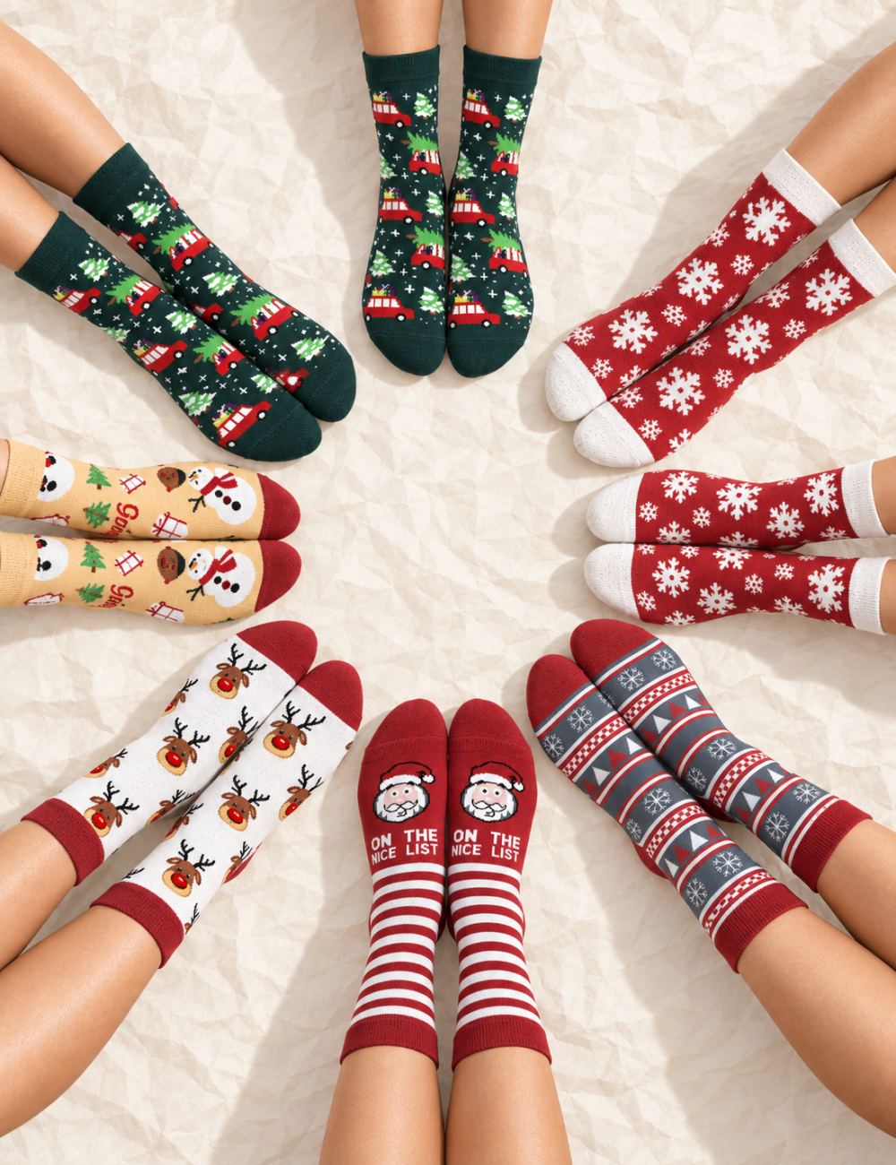 Ladies Christmas Theme Mid Calf Socks 6 Pairs