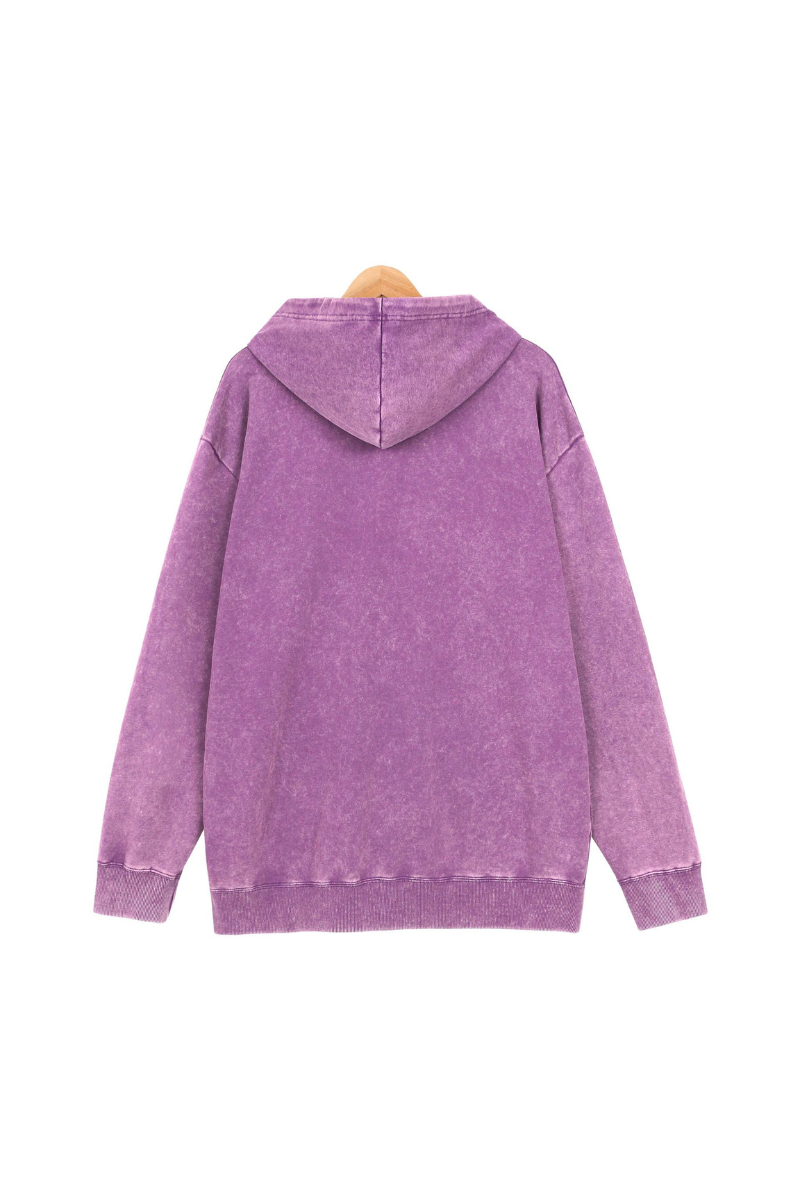 Women Fall Clothing Washed Vintage Oversized Zip Up Hoodie