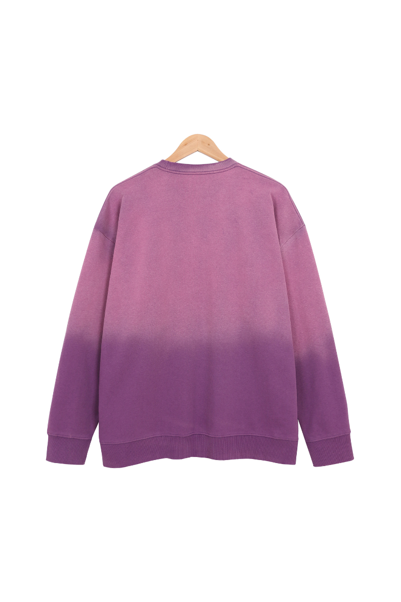 Unisex Fall Clothing Washed Gradient Crew Neck Sweatshirt