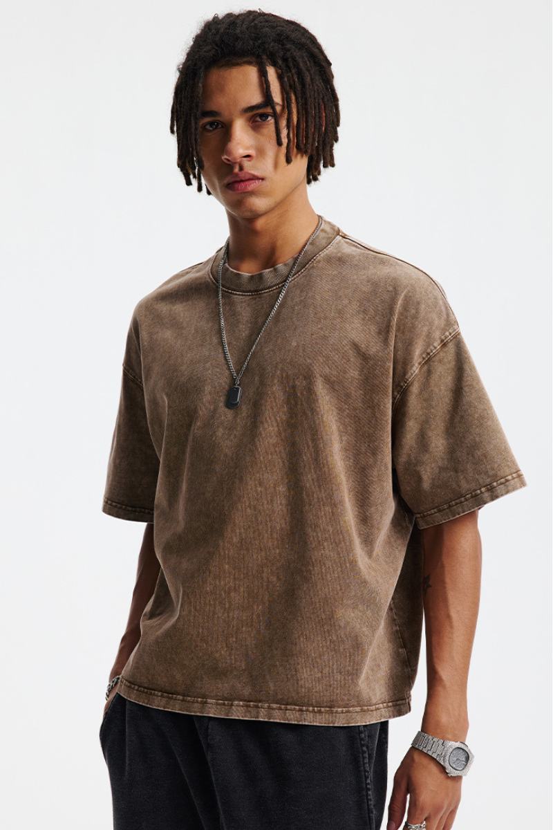 Men's Cotton Streetwear Washed Distressed T-shirt