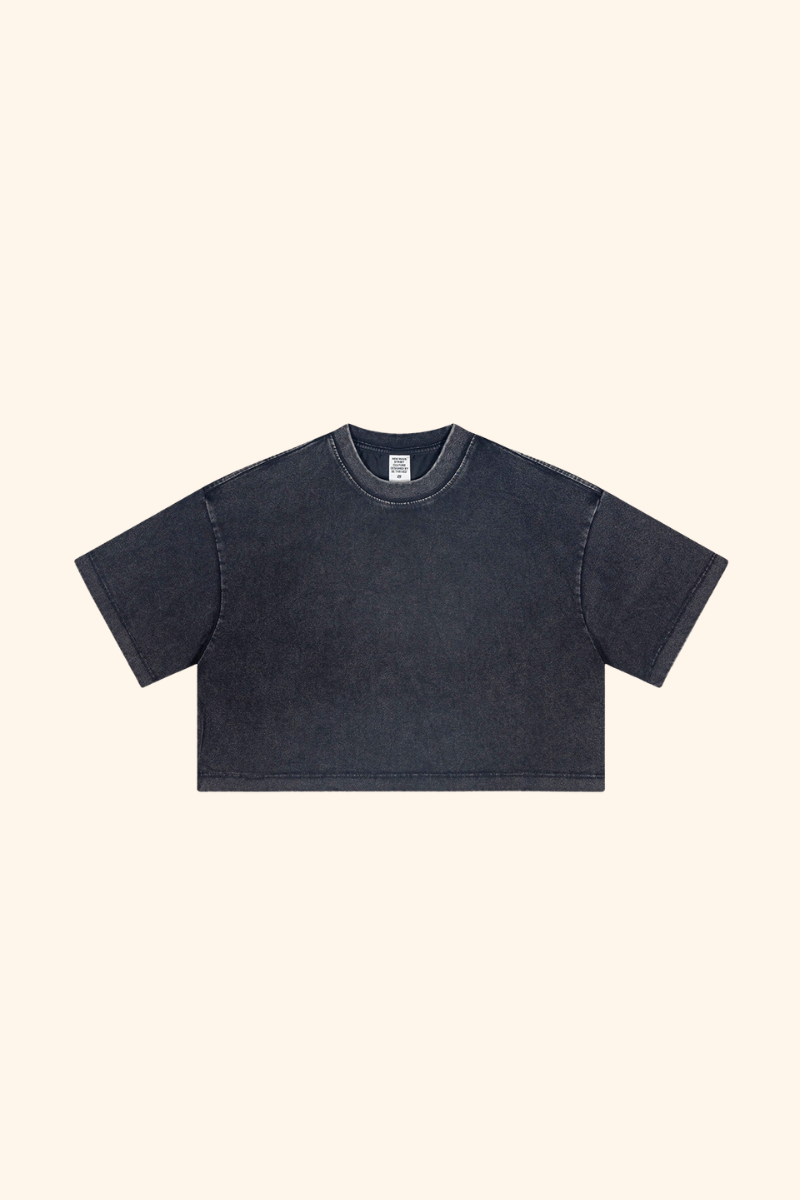 Women's Spring Summer 230g Washed Oversized Cropped Tee