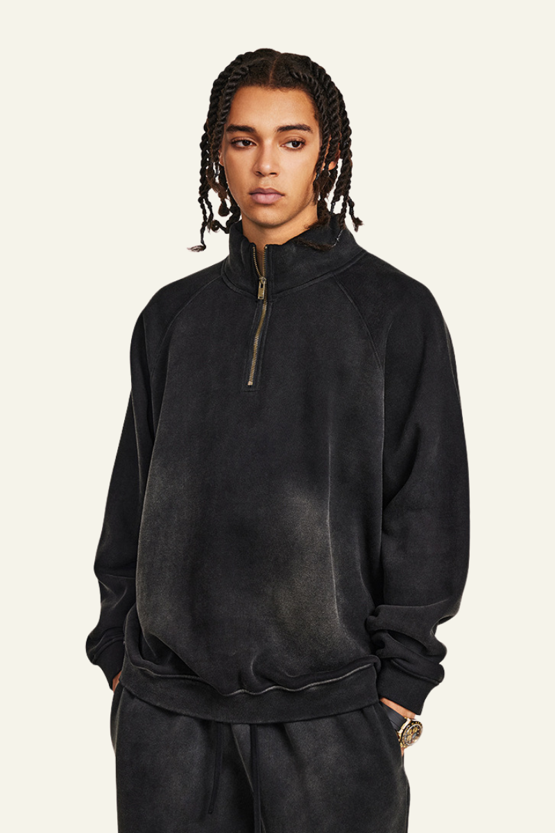 Men's Fall Clothing Stand Collar Half Zipper Sweatshirt