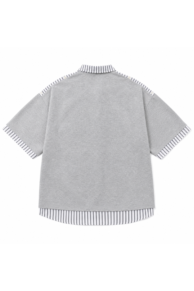 Women's Summer Layered Stripe-Spliced Short-Sleeve T-Shirt