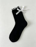 Ladies Bowknot Color Block Knit Socks