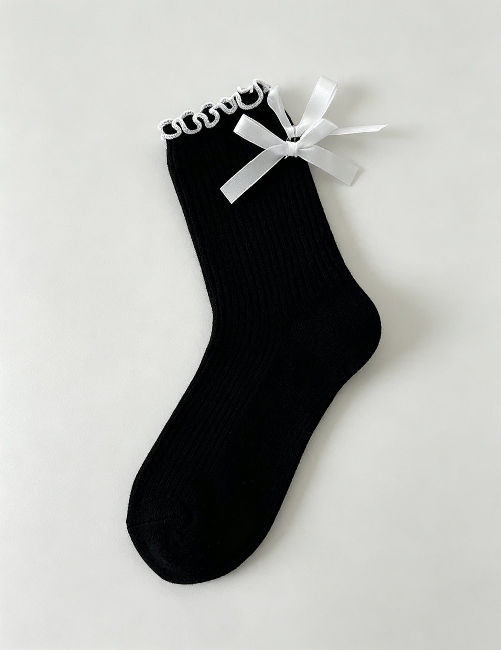 Ladies Bowknot Color Block Knit Socks