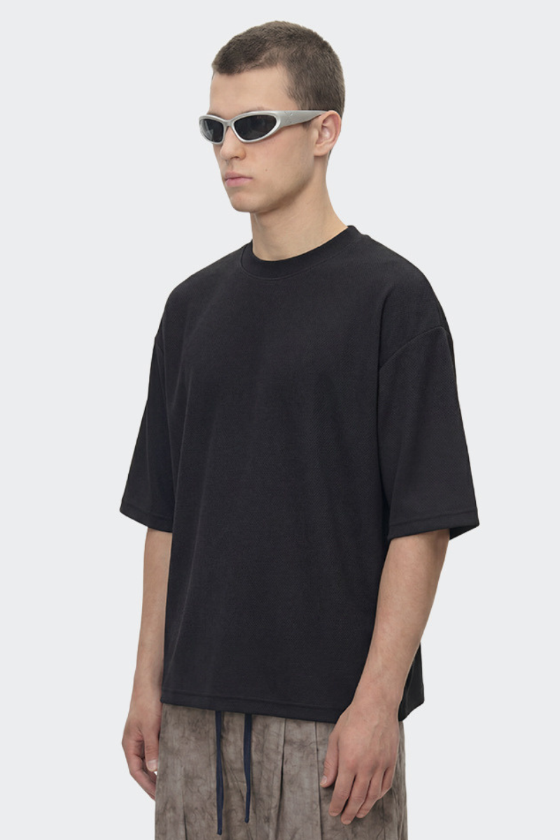 Men's Boxy Street Mesh Retro Patchwork Breathable Tee
