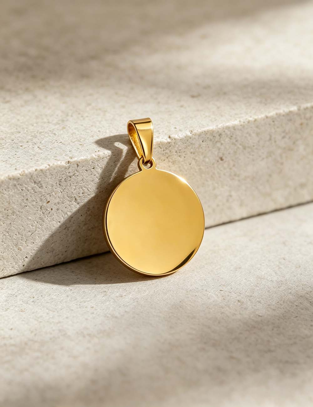 Ladies Minimalist Classic Round Disc Blank Pendant