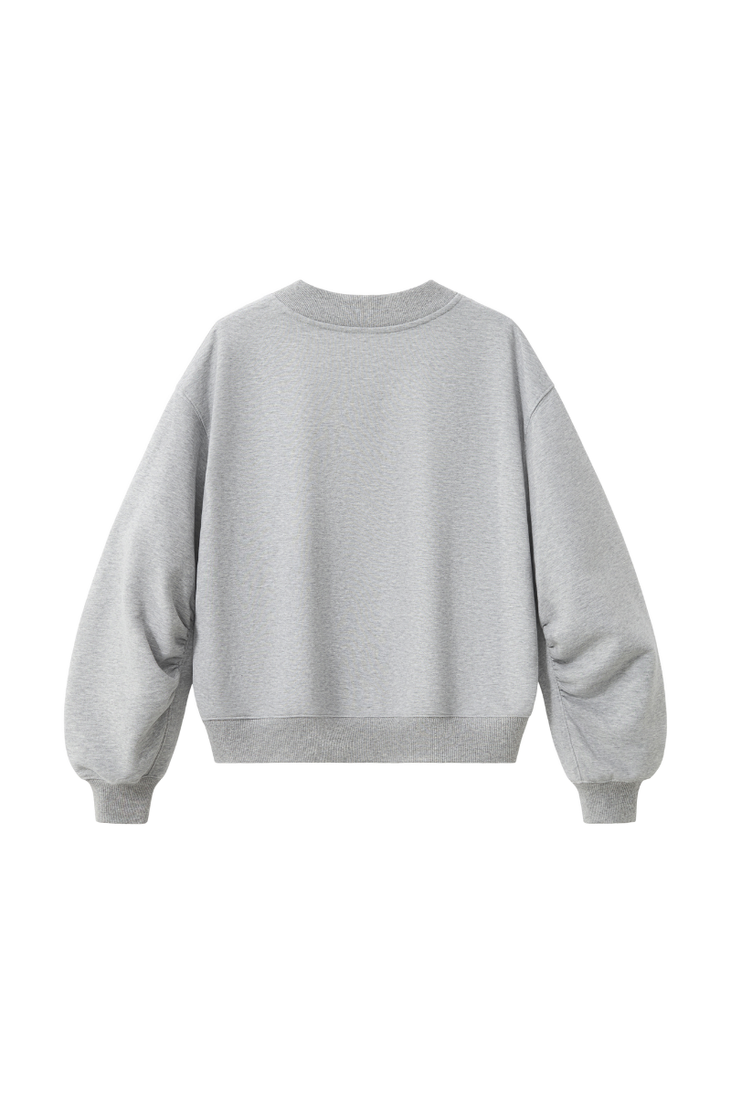 Women Fall Clothing V Neck Boxy Cropped Lantern Sweatshirt