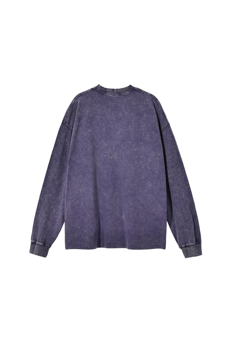 Unisex Fall Clothing 250G Cotton Wax Washed Long Sleeve Tee
