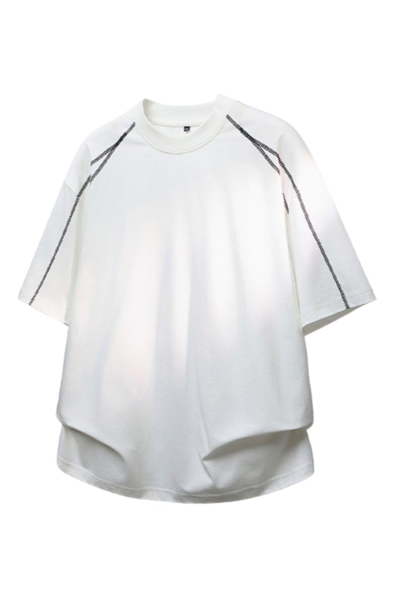 Men's Summer Topstitch Colorblock Crewneck Tee