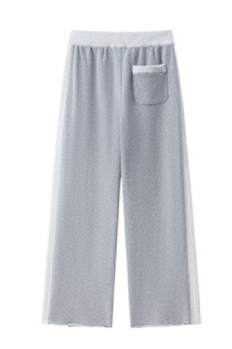 Women Fall Clothing 100% Wide Leg Raw Hem Pocket Sweatpants