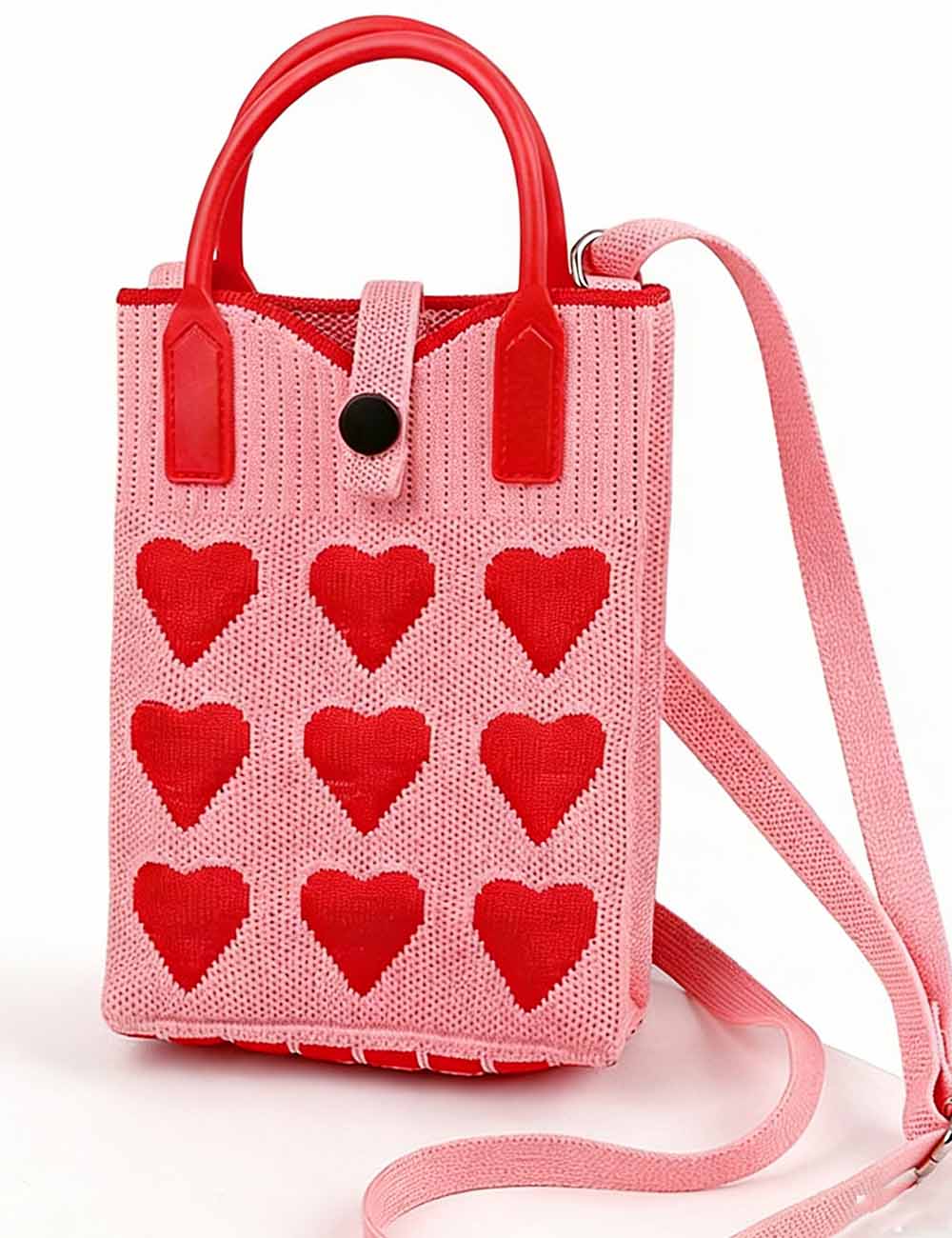 Ladies Valentine Hearts Knitted Mini Crossbody Bag