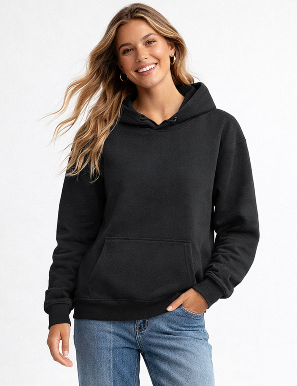 Ladies Everyday Pullover Hoodie Drawstring Long Sleeves Sweatshirt