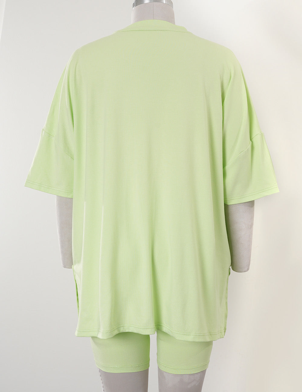 Ladies Solid Loungewear Outfits Loose Top & Slim Shorts Set
