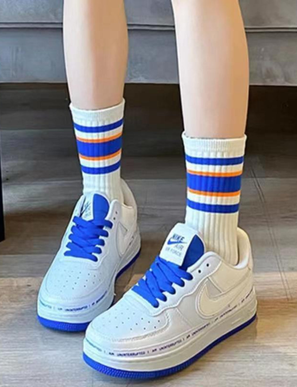 Ladies Color Block Stripe Over Ankle Socks SKASC4161