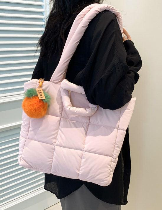 Ladies Puff Solid Color Padded Cloud Tote Bag SKAB4132