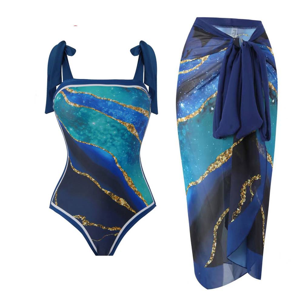 Two Shoulder with Cover One Piece Swimwear SKSW40146