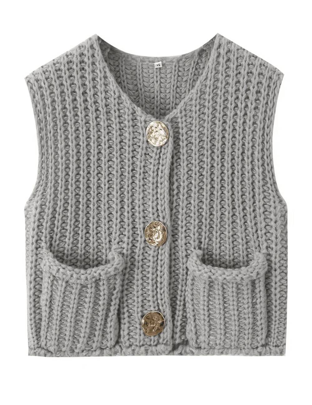 Ladies Chunky Open Knit Sweater Vest