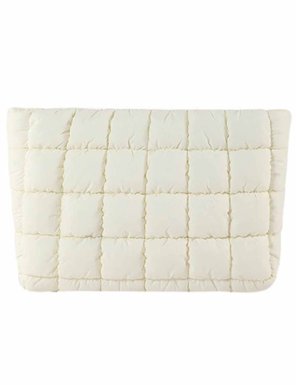 Ladies Solid Color Quilted Zip Closure Puffer Makeup Bag