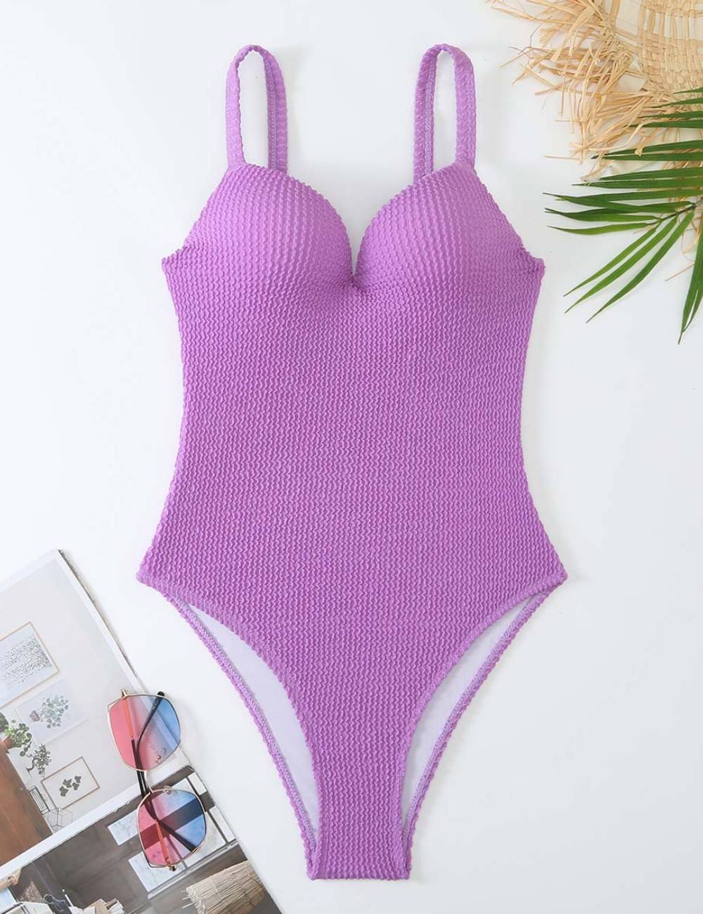 Ladies Wrinkle Basic One Piece Swimwear SKSW40156