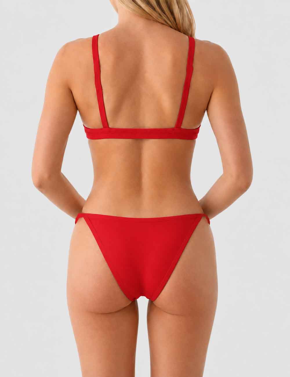 Ladies Solid Color Triangle 2 Piece Bikini Set