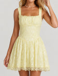 Ladies Floral Lace Square Neck Sleeveless Mini Dress