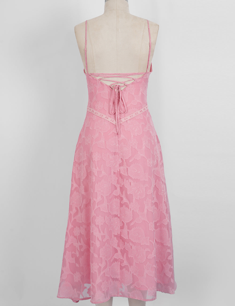 Ladies Elegant Floral Lace Square Neck Cami  Midi Dress