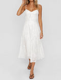 Ladies Elegant Corset Seamed Fitted Bodice Midi Dress