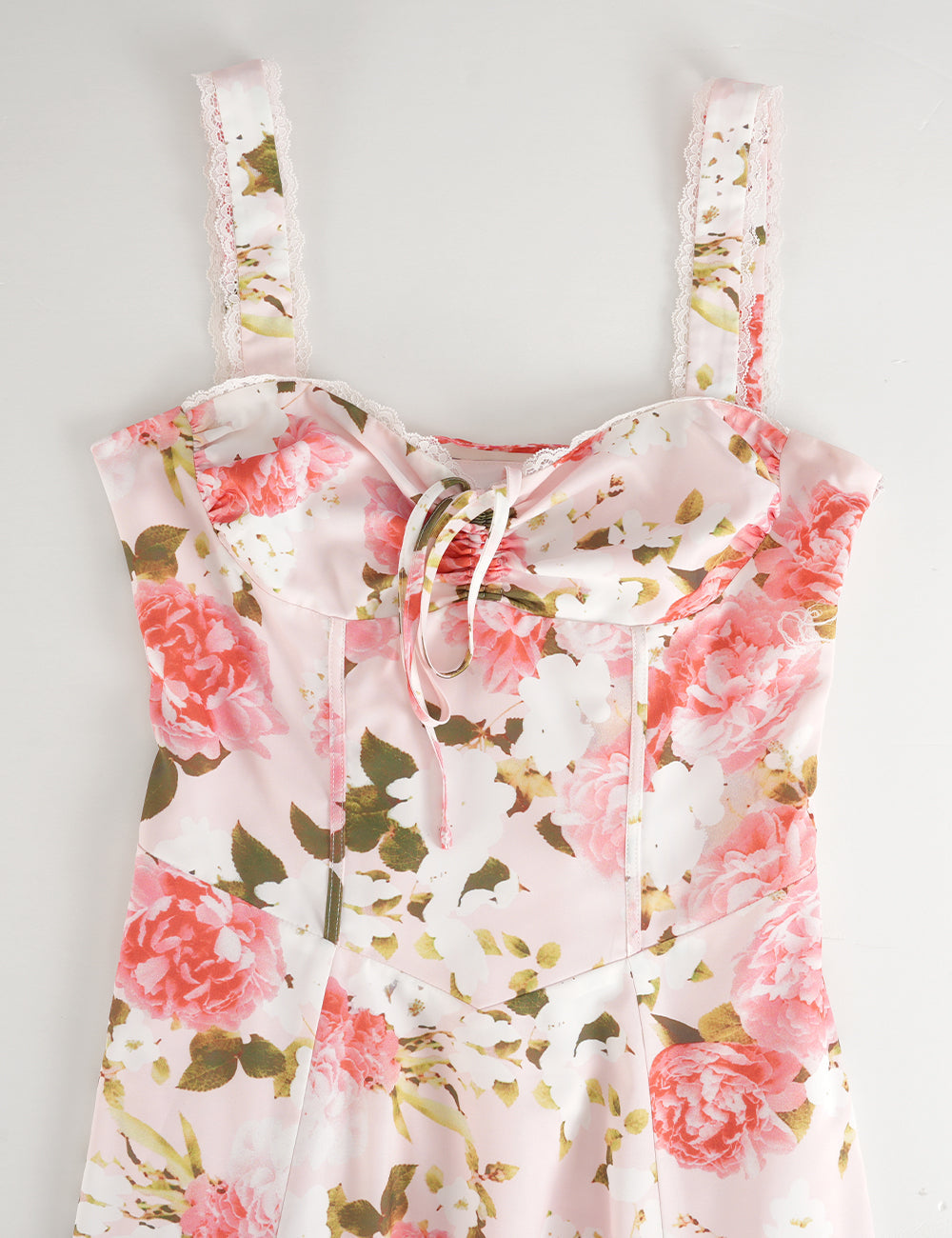 Ladies Elegant Floral Print Sweetheart Neck Midi Dress