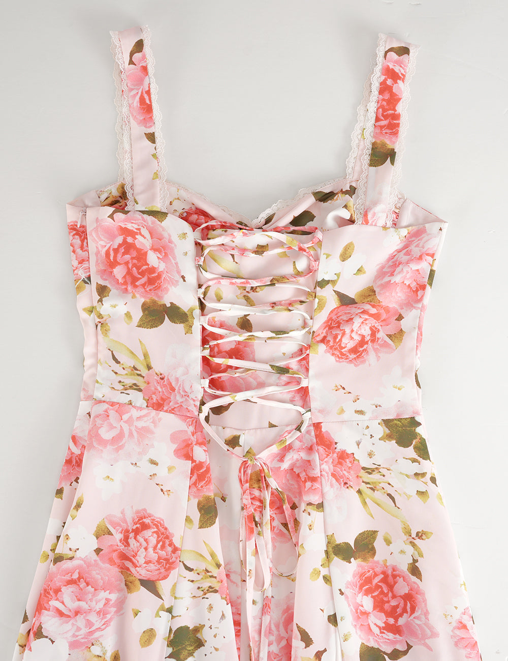 Ladies Elegant Floral Print Sweetheart Neck Midi Dress