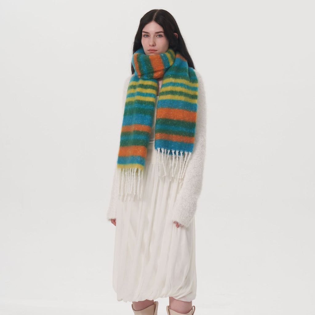 Ladies Color Block Stripe Everyday Scarf SKAS4196