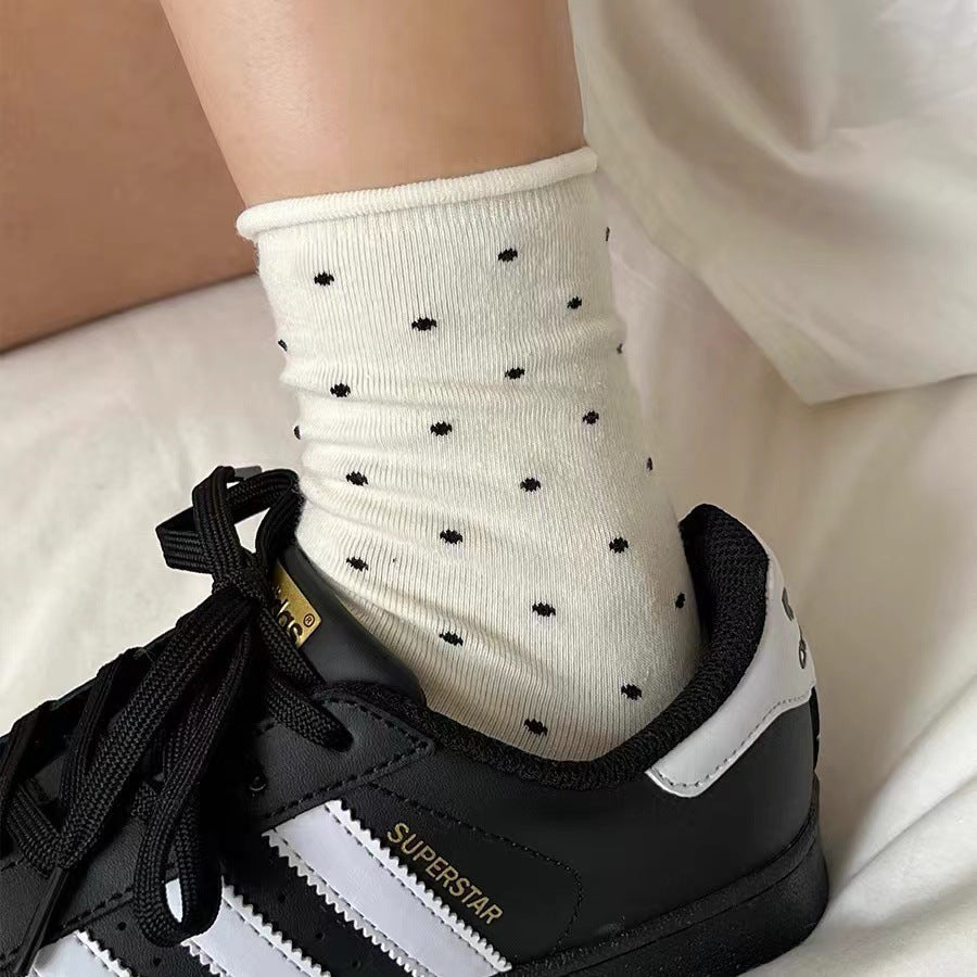 Ladies Polka Dot Knit Midi Socks SKAS50017