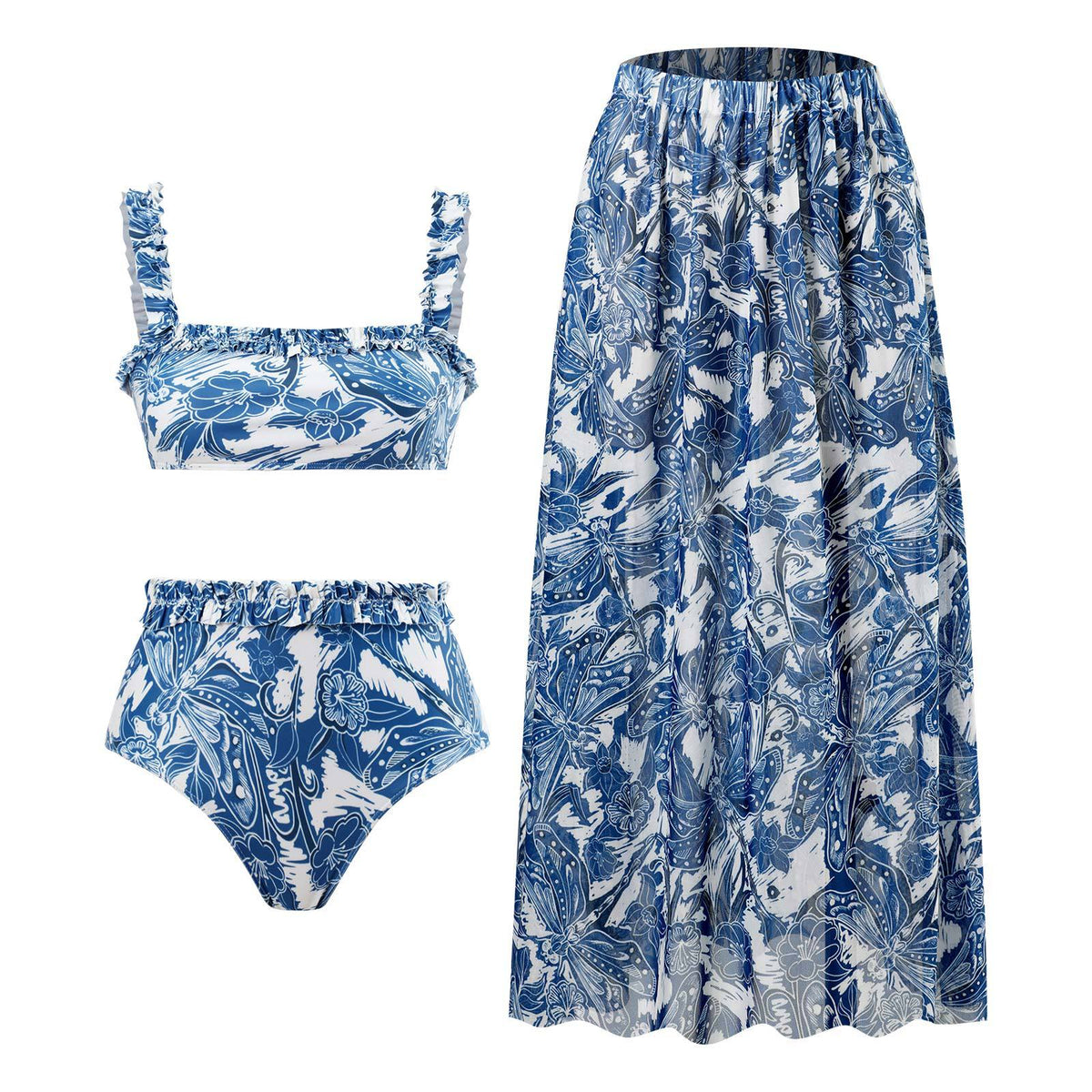 Dragonfly Print Bikini Set with Cover SKSW40123