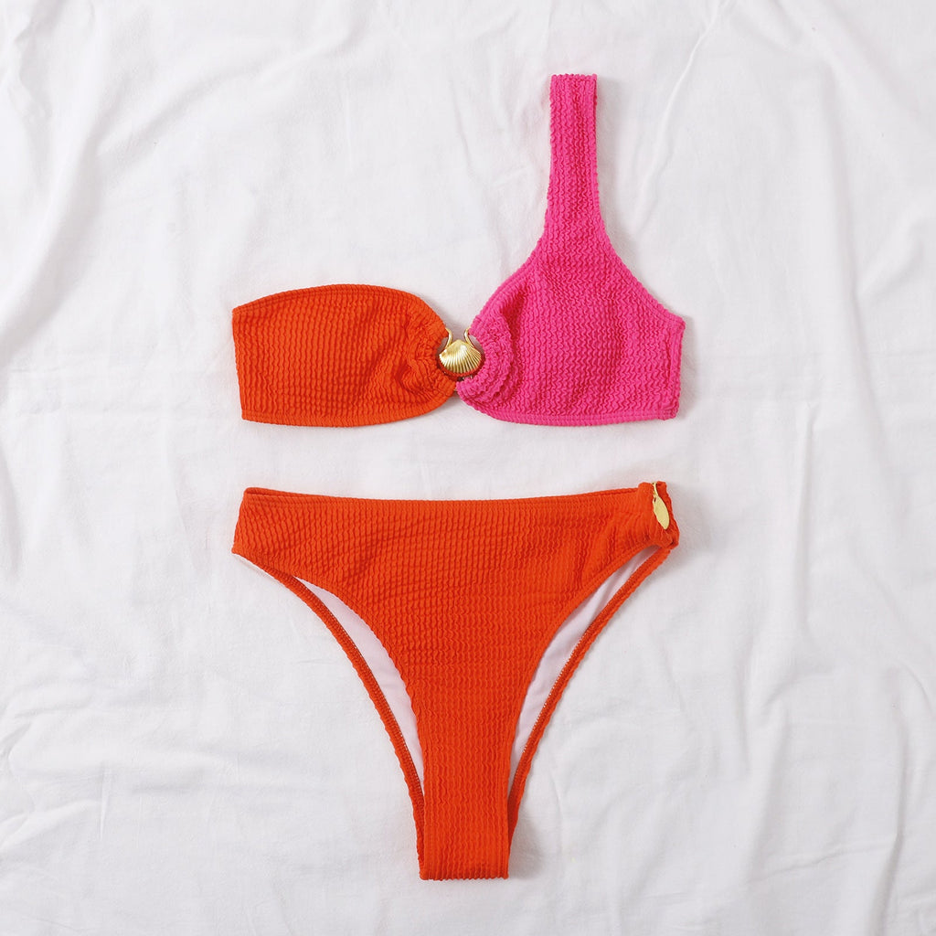 Ladies Color Block Seashell 2PCS Bikini Set SKSW40103